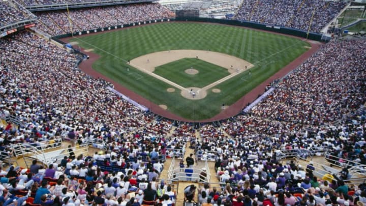 DENVER - APRIL 11: A general view of Mile High Stadium during the MLB game between the Montreal Expos and the Colorado Rockies on April 11, 1993 in Denver, Colorado. (Photo by Tim DeFrisco/Getty Images)