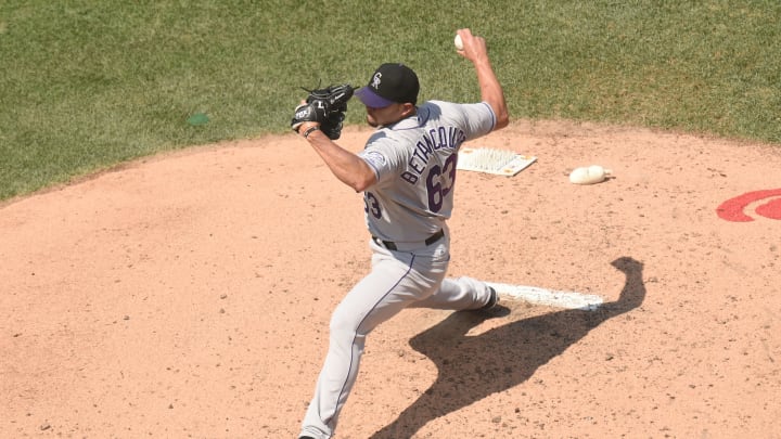 WASHINGTON, DC – AUGUST 09: Rafael Betancourt #63 of the Colorado Rockies against the Washington Nationals at Nationals Park at on August 9, 2015 in Washington, DC. (Photo by Mitchell Layton/Getty Images)