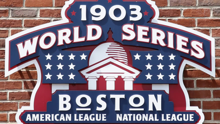 BOSTON, MA – JUNE 29: General view of the 1903 World Series championship sign before the game between the Toronto Blue Jays and Boston Red Sox at Fenway Park on June 29, 2013 in Boston, Massachusetts. The Blue Jays won 6-2. (Photo by Joe Robbins/Getty Images)