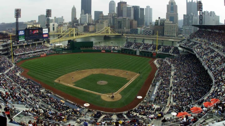1 Apr 2001: A general view of PNC Park during an exhibition game between the New York Mets and the Pittsburgh Pirates in Pittsburgh, Pennsylvania. Digital Image. Mandatory Credit: Jamie Squire/ALLSPORT
