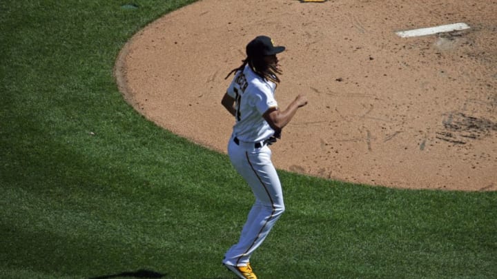 PITTSBURGH, PA - APRIL 01: Chris Archer #24 of the Pittsburgh Pirates celebrates after a strike out in the fifth inning against the St. Louis Cardinals at the home opener at PNC Park on April 1, 2019 in Pittsburgh, Pennsylvania. (Photo by Justin K. Aller/Getty Images)