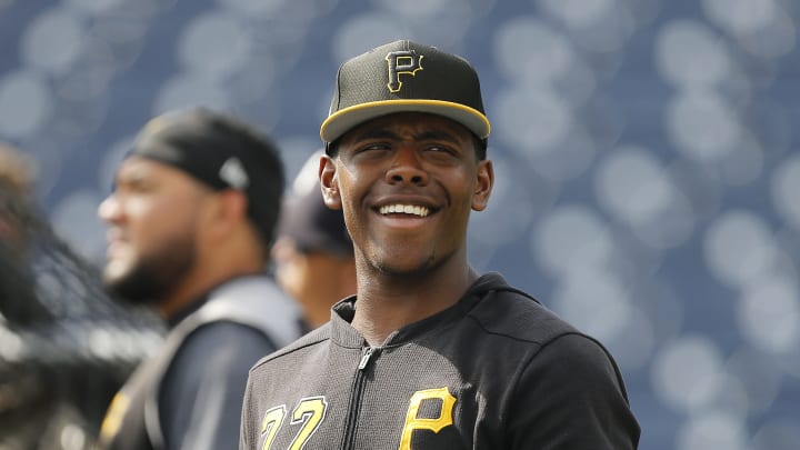 TAMPA, FLORIDA – MARCH 10: Ke’Bryan Hayes #77 of the Pittsburgh Pirates looks on during batting practice prior to the Grapefruit League spring training game against the New York Yankees at Steinbrenner Field on March 10, 2019 in Tampa, Florida. (Photo by Michael Reaves/Getty Images)