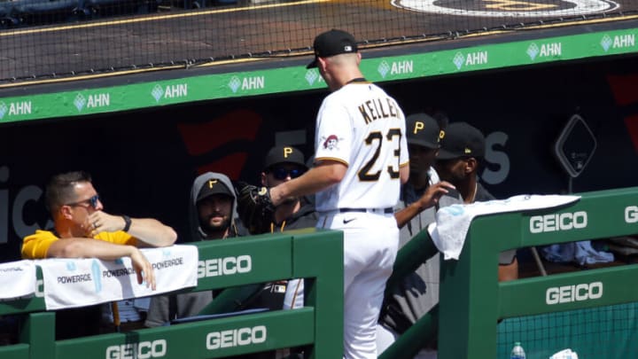 PITTSBURGH, PA - AUGUST 24: Mitch Keller #23 of the Pittsburgh Pirates walks off the field after being removed from the game in the fourth inning against the Atlanta Braves during the game at PNC Park on August 24, 2022 in Pittsburgh, Pennsylvania. (Photo by Justin K. Aller/Getty Images)