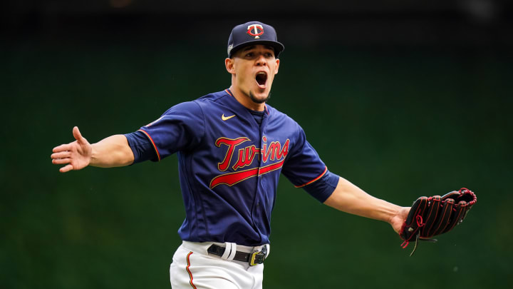 MINNEAPOLIS, MN – SEPTEMBER 30: Jose Berrios #17 of the Minnesota Twins celebrates during game two of the Wild Card Series between the Minnesota Twins and Houston Astros on September 30, 2020 at Target Field in Minneapolis, Minnesota. (Photo by Brace Hemmelgarn/Minnesota Twins/Getty Images)