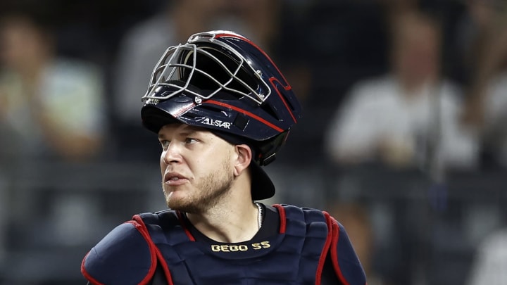 NEW YORK, NY – SEPTEMBER 17: Roberto Perez #55 of the Cleveland Indians looks on against the New York Yankees during the third inning at Yankee Stadium on September 17, 2021 in New York City. (Photo by Adam Hunger/Getty Images)