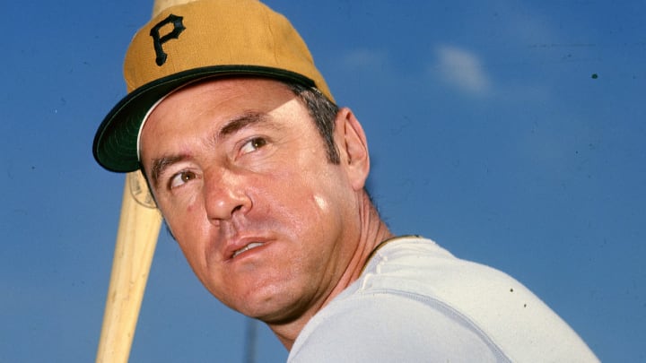 UNSPECIFIED – CIRCA 1970: Bill Mazeroski #9 of the Pittsburgh Pirates poses for this portrait prior to the start of a Major League Baseball spring training game circa 1970. Mazeroski played for the Pirates from 1956-72. (Photo by Focus on Sport/Getty Images) *** Local Caption *** Bill Mazeroski