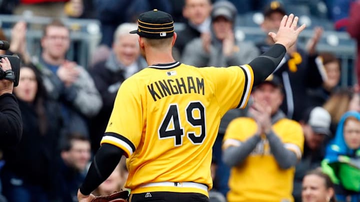 PITTSBURGH, PA - APRIL 29: Nick Kingham #49 of the Pittsburgh Pirates acknowledges the crowd after pitching 7 innings with one hit allowed in his major league debut against the St. Louis Cardinals at PNC Park on April 29, 2018 in Pittsburgh, Pennsylvania. (Photo by Justin K. Aller/Getty Images)