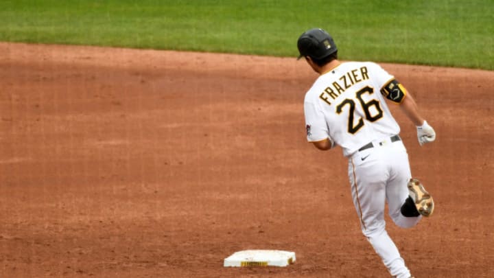 PITTSBURGH, PA - SEPTEMBER 24: Adam Frazier #26 of the Pittsburgh Pirates rounds the bases after hitting a solo home run in the third inning during the game against the Chicago Cubs at PNC Park on September 24, 2020 in Pittsburgh, Pennsylvania. (Photo by Justin Berl/Getty Images)