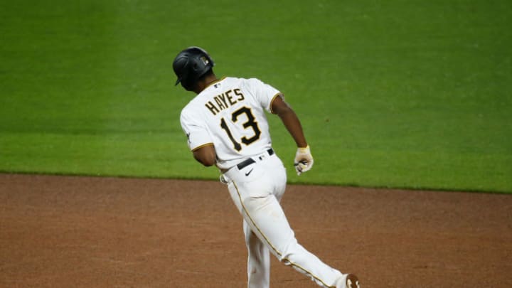 PITTSBURGH, PA - SEPTEMBER 01: Ke'Bryan Hayes #13 of the Pittsburgh Pirates rounds second after hitting a home run in the eighth inning during his major league debut against the Chicago Cubs at PNC Park on September 1, 2020 in Pittsburgh, Pennsylvania. (Photo by Justin K. Aller/Getty Images)