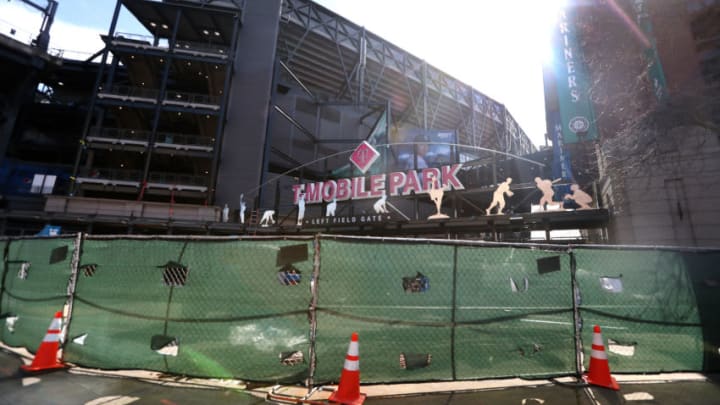 SEATTLE, WASHINGTON - MARCH 15: A general view of the outside of T-Mobile Park on March 15, 2020 in Seattle, Washington. Major League Baseball cancelled spring training games and has delayed opening day by at least two weeks due to the coronavirus (COVID-19) outbreak. (Photo by Abbie Parr/Getty Images)