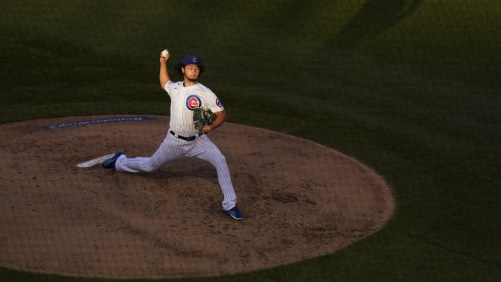 Yu Darvish of the Chicago Cubs delivers a pitch. The Seattle Mariners should go for him.