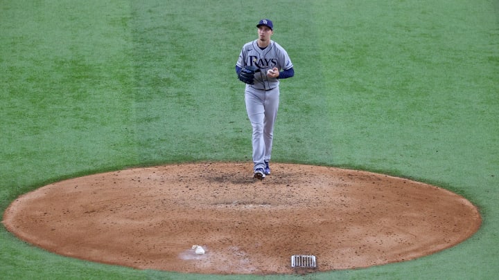 Blake Snell on the mound in the World Series