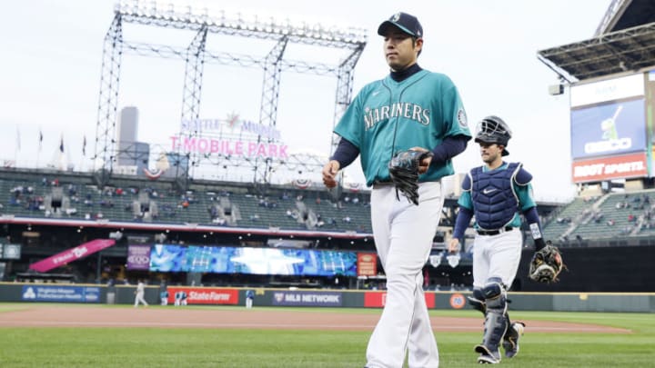SEATTLE, WASHINGTON - APRIL 02: Yusei Kikuchi of the Seattle Mariners walks to the dugout. (Photo by Steph Chambers/Getty Images)