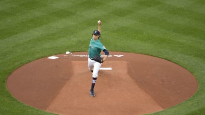 Logan Gilbert of the Seattle Mariners throws.