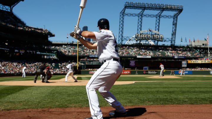 SEATTLE, WA - JULY 14: Raul Ibanez #28 of the Seattle Mariners waits to hit in the on-deck circle against the Los Angeles Angels of Anaheim at Safeco Field on July 14, 2013 in Seattle, Washington. (Photo by Otto Greule Jr/Getty Images)