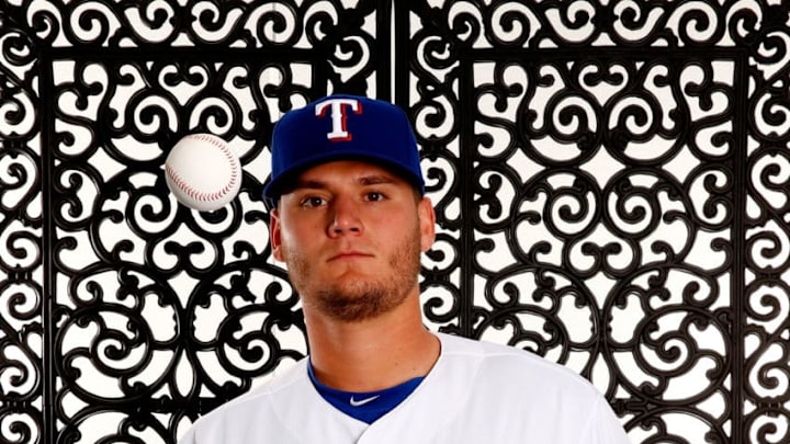 SURPRISE, AZ - FEBRUARY 28: Pitcher Connor Sadzeck #59 of the Texas Rangers poses during a spring training photo shoot on February 28, 2016 in Surprise, Arizona. (Photo by Jamie Squire/Getty Images) SURPRISE, AZ - FEBRUARY 28: Pitcher Connor Sadzeck #59 of the Texas Rangers poses during a spring training photo shoot on February 28, 2016 in Surprise, Arizona. (Photo by Jamie Squire/Getty Images)