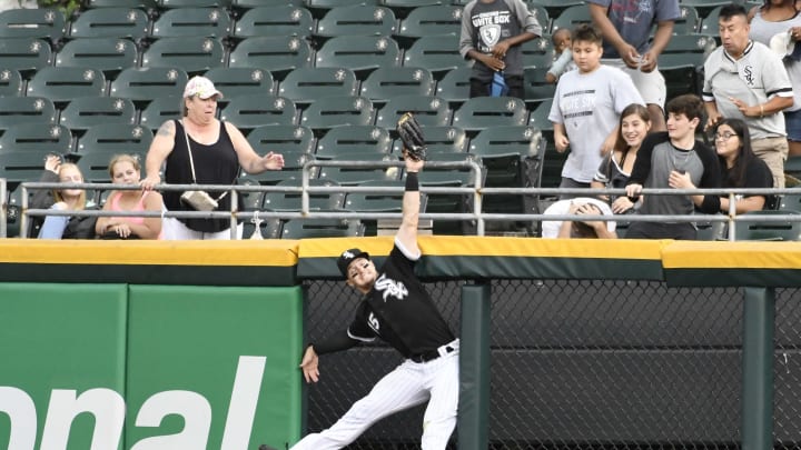 CHICAGO, IL – SEPTEMBER 03: Adam Engel #15 of the Chicago White Sox can’t catch a home run hit by Niko Goodrum #28 of the Detroit Tigers during the seventh inning on September 3, 2018 at Guaranteed Rate Field in Chicago, Illinois. (Photo by David Banks/Getty Images)