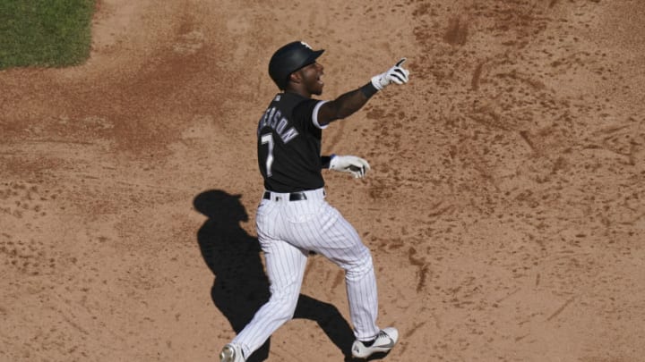 CHICAGO, ILLINOIS - MAY 01: Tim Anderson #7 of the Chicago White Sox celebrates his grand slam during the second inning of a game against the Cleveland Indians at Guaranteed Rate Field on May 01, 2021 in Chicago, Illinois. (Photo by Nuccio DiNuzzo/Getty Images)