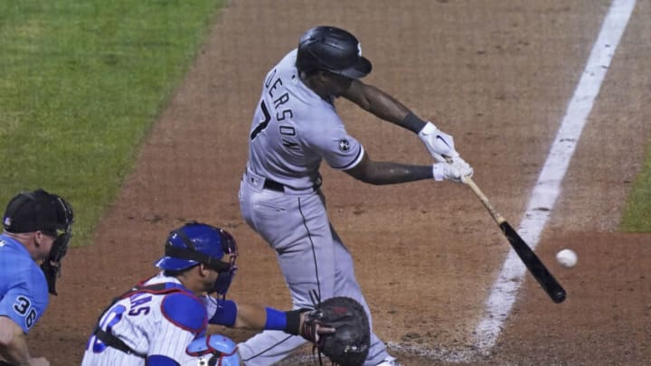 CHICAGO, ILLINOIS - AUGUST 08: Tim Anderson #7 of the Chicago White Sox hits a double during the eighth inning of a game against the Chicago Cubs at Wrigley Field on August 08, 2021 in Chicago, Illinois. (Photo by Nuccio DiNuzzo/Getty Images)