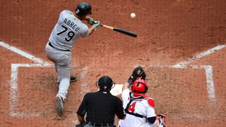 ST LOUIS, MO - MAY 2: Jose Abreu #79 of the Chicago White Sox hits a sacrifice fly during the eighth inning against the St. Louis Cardinals at Busch Stadium on May 2, 2018 in St Louis, Missouri. (Photo by Jeff Curry/Getty Images)