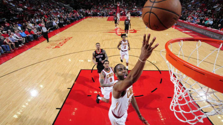 HOUSTON, TX - JANUARY 11 : Alec Burks #10 of the Cleveland Cavaliers puts up shot against the Houston Rockets on January 11, 2019 at the Toyota Center in Houston, Texas. NOTE TO USER: User expressly acknowledges and agrees that, by downloading and or using this photograph, User is consenting to the terms and conditions of the Getty Images License Agreement. Mandatory Copyright Notice: Copyright 2019 NBAE (Photo by Bill Baptist/NBAE via Getty Images)