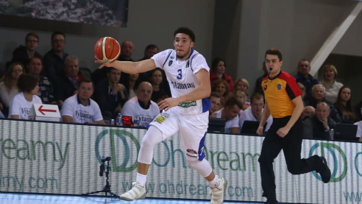 PRIENAI, LITHUANIA - JANUARY 09: LiAngelo Ball of Vytautas Prienai in action during the match between Vytautas Prienai and Zalgiris Kauno on January 9, 2018 in Prienai, Lithuania. (Photo by Alius Koroliovas/Getty Images)