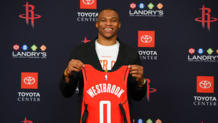 Russell Westbrook #0 of the Houston Rockets (Photo by Bill Baptist/NBAE via Getty Images)