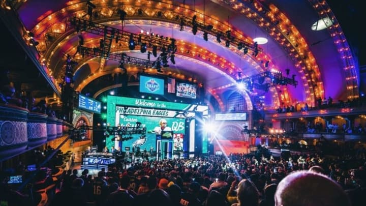 Apr 28, 2016; Chicago, IL, USA; A general view as Carson Wentz (North Dakota State) is selected by the Philadelphia Eagles as the number two overall pick in the first round of the 2016 NFL Draft at Auditorium Theatre. Mandatory Credit: Chuck Anderson-USA TODAY Sports