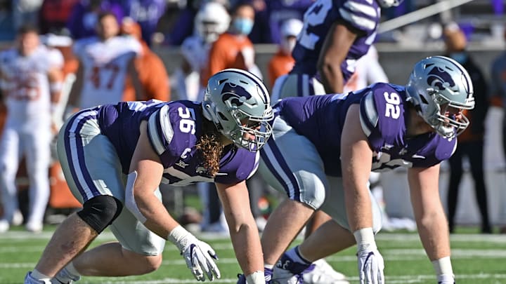 MANHATTAN, KS – DECEMBER 05: Defensive end Wyatt Hubert #56. (Photo by Peter G. Aiken/Getty Images)