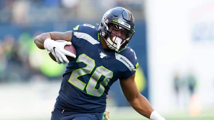 Seattle Seahawks running back Rashaad Penny (20). Mandatory Credit: Steven Bisig-USA TODAY Sports