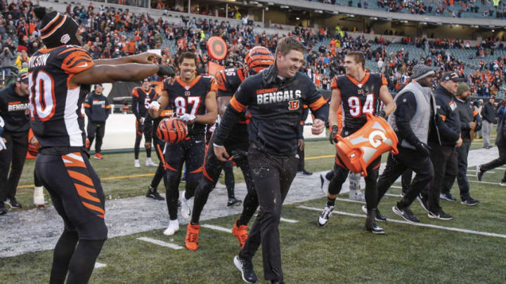 CINCINNATI, OH - DECEMBER 01: Head coach Zac Taylor of the Cincinnati Bengals is seen following the game in which the Bengals picked up their first win over the New York Jets at Paul Brown Stadium on December 1, 2019 in Cincinnati, Ohio. (Photo by Michael Hickey/Getty Images)
