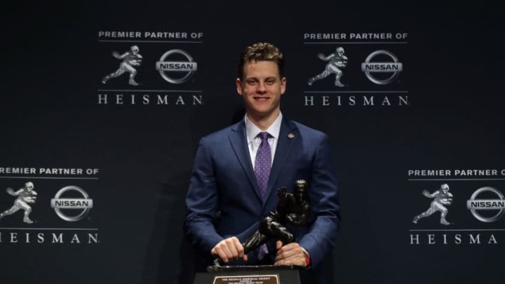 NEW YORK, NY - DECEMBER 14: Quarterback Joe Burrow of the LSU Tigers winner of the 85th annual Heisman Memorial Trophy poses for photos on December 14, 2019 at the Marriott Marquis in New York City. (Photo by Adam Hunger/Getty Images)