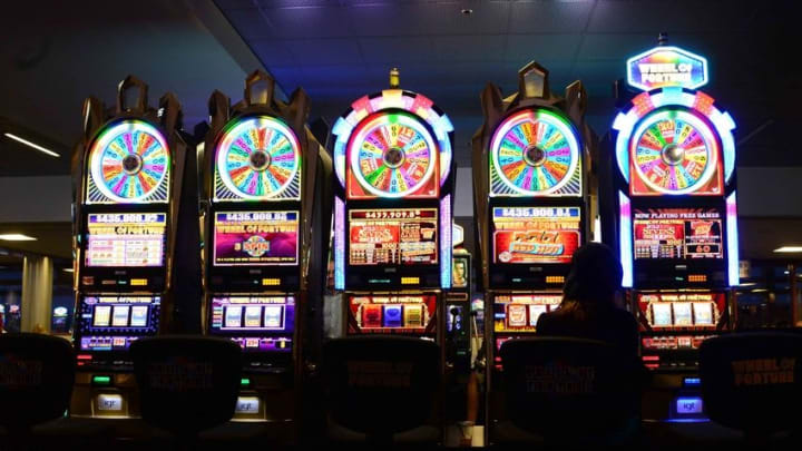 May 11, 2016; Las Vegas, NV, USA; General view of slot machines at the McCarran International Airport. Oakland Raiders owner Mark Davis (not pictured) has pledged $500 million toward building a 65,000-seat domed stadium in Las Vegas at a total cost of $1.4 billion. NFL commissioner Roger Goodell (not pictured) said Davis can explore his options in Las Vegas but would require 24 of 32 owners to approve the move. Mandatory Credit: Kirby Lee-USA TODAY Sports