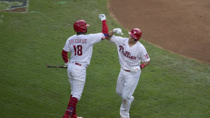 J.T. Realmuto #10 and Didi Gregorius #18 (Photo by Mitchell Leff/Getty Images)