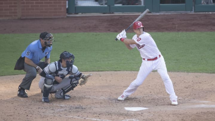 J.T. Realmuto #10 of the Philadelphia Phillies (Photo by Mitchell Leff/Getty Images)