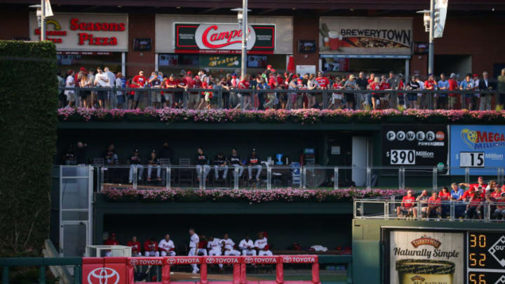 A view of the bullpens and fans at Citizens Bank Park (Photo by Hunter Martin/Getty Images)