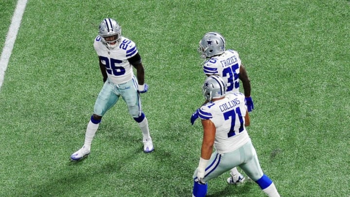 ATLANTA, GA - NOVEMBER 12: Xavier Woods #25 of the Dallas Cowboys celebrates an interception during the first half against the Atlanta Falcons at Mercedes-Benz Stadium on November 12, 2017 in Atlanta, Georgia. (Photo by Scott Cunningham/Getty Images)