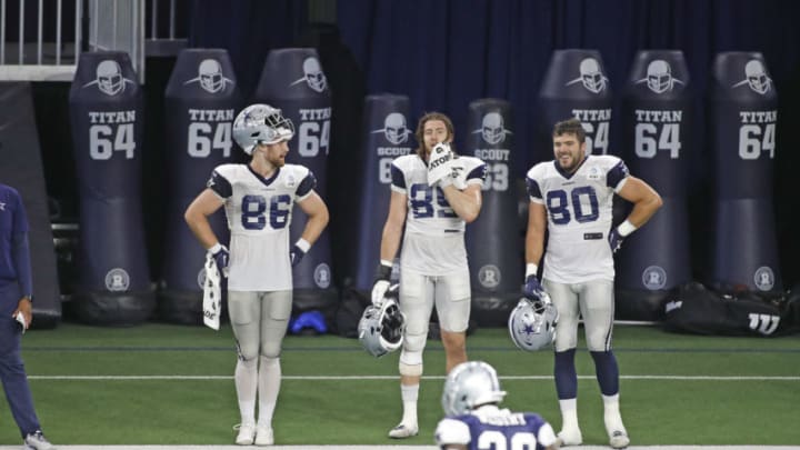 Dallas Cowboys tight ends Dalton Schultz , Blake Jarwin and Blake Bell (James D. Smith via USA TODAY Sports)