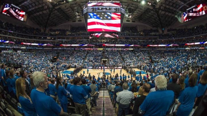 Apr 21, 2016; Dallas, TX, USA; A view of American Airlines Center before the game between the Dallas Mavericks and the Oklahoma City Thunder in game three of the first round of the NBA Playoffs. Mandatory Credit: Jerome Miron-USA TODAY Sports