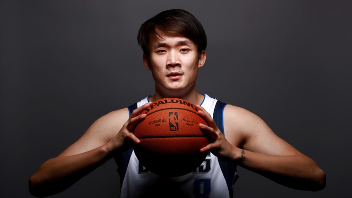 DALLAS, TX – SEPTEMBER 21: Ding Yanyuhang #8 of the Dallas Mavericks poses for a portrait during the Dallas Mavericks Media Day held at American Airlines Center on September 21, 2018 in Dallas, Texas. NOTE TO USER: User expressly acknowledges and agrees that, by downloading and or using this photograph, User is consenting to the terms and conditions of the Getty Images License Agreement. (Photo by Tom Pennington/Getty Images)