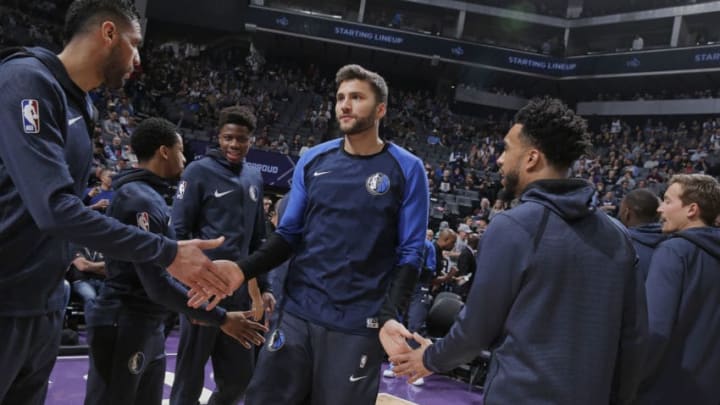 SACRAMENTO, CA - MARCH 21: Maxi Kleber #42 of the Dallas Mavericks gets introduced into the starting lineup against the Sacramento Kings on March 21, 2019 at Golden 1 Center in Sacramento, California. NOTE TO USER: User expressly acknowledges and agrees that, by downloading and or using this photograph, User is consenting to the terms and conditions of the Getty Images Agreement. Mandatory Copyright Notice: Copyright 2019 NBAE (Photo by Rocky Widner/NBAE via Getty Images)
