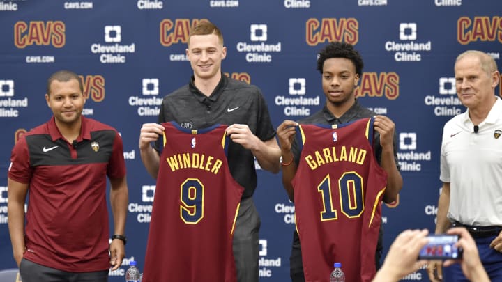 INDEPENDENCE, OH – JUNE 21: General Manager, Koby Altman and Head Coach John Beilein of the Cleveland Cavaliers introduce Darius Garland and Dylan Windler as the 2019 NBA Cleveland Cavaliers Draftees during a press conference on June 21, 2019 at Cleveland Clinic Courts in Independence, Ohio. NOTE TO USER: User expressly acknowledges and agrees that, by downloading and/or using this photograph, user is consenting to the terms and conditions of the Getty Images License Agreement. Mandatory Copyright Notice: Copyright 2019 NBAE (Photo by David Liam Kyle/NBAE via Getty Images)