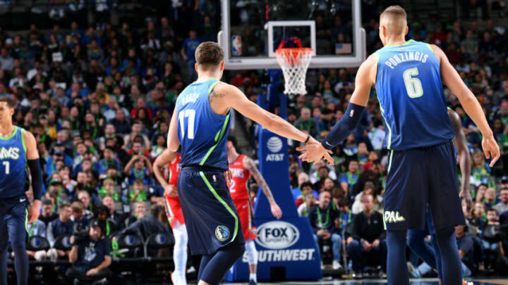 Dallas Mavericks Luka Doncic Kristaps Porzingis Copyright 2019 NBAE (Photo by Glenn James/NBAE via Getty Images)