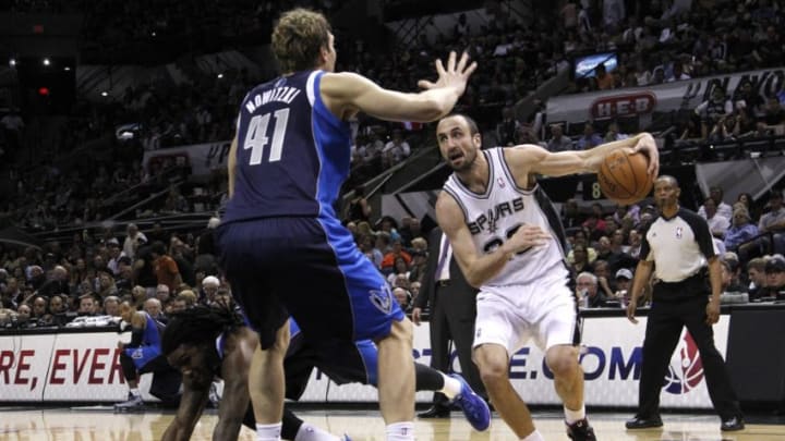 Dallas Mavericks Manu Ginobili Dirk Nowitzi (Photo by Chris Covatta/Getty Images)