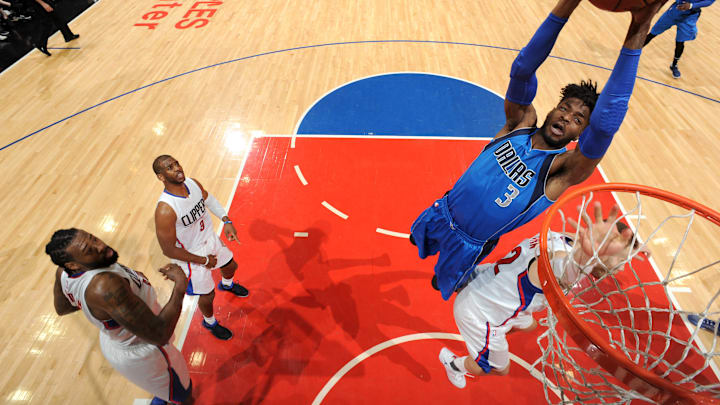 LOS ANGELES, CA – APRIL 5: Nerlens Noel #3 of the Dallas Mavericks goes to the basket against the Los Angeles Clippers on April 5, 2017 at STAPLES Center in Los Angeles, California. NOTE TO USER: User expressly acknowledges and agrees that, by downloading and/or using this Photograph, user is consenting to the terms and conditions of the Getty Images License Agreement. Mandatory Copyright Notice: Copyright 2017 NBAE (Photo by Andrew D. Bernstein/NBAE via Getty Images)