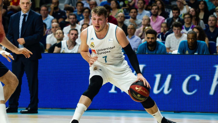 MADRID, SPAIN – JUNE 15: Luka Doncic, #7 guard of Real Madrid during the Liga Endesa game between Real Madrid and Kirolbet Baskonia at Wizink Center on June 15, 2018 in Madrid, Spain. (Photo by Sonia Canada/Getty Images)