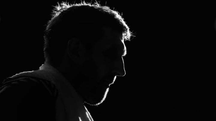 PHOENIX, AZ - JANUARY 31: (EDITOR'S NOTE: THIS IMAGE HAS BEEN CONVERTED TO BLACK AND WHITE) Dirk Nowitzki