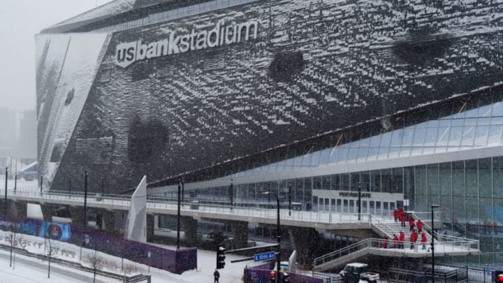 MINNEAPOLIS, MN - FEBRUARY 03: A general view of the exterior of U.S. Bank Stadium on February 3, 2018 in Minneapolis, Minnesota. Super Bowl LII will be played between the New England Patriots and the Philadelphia Eagles on February 4. (Photo by Larry Busacca/Getty Images)