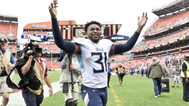 CLEVELAND, OHIO - SEPTEMBER 08: Free safety Kevin Byard #31 of the Tennessee Titans celebrates after the Titans defeated the Cleveland Brownsat FirstEnergy Stadium on September 08, 2019 in Cleveland, Ohio. The Titans defeated the Browns 43-13. (Photo by Jason Miller/Getty Images)