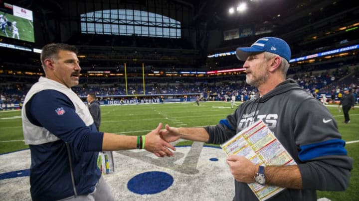 Mike Vrabel, Tennessee Titans (L), Frank Reich, Indianapolis Colts (Photo by Brett Carlsen/Getty Images)